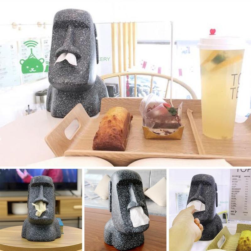 Easter Stone Statue Statue Housewife Colorant Box Moai Nozzle Paper Pump Napkin Napkin Box