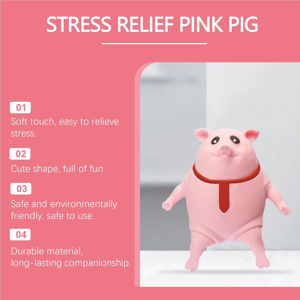 Soft Animal Pinching Fidget Toys Cute Pig Wearing Red Tie Animal Pinch Model Red Tie Design Round Body Animal Pinching Doll Toy