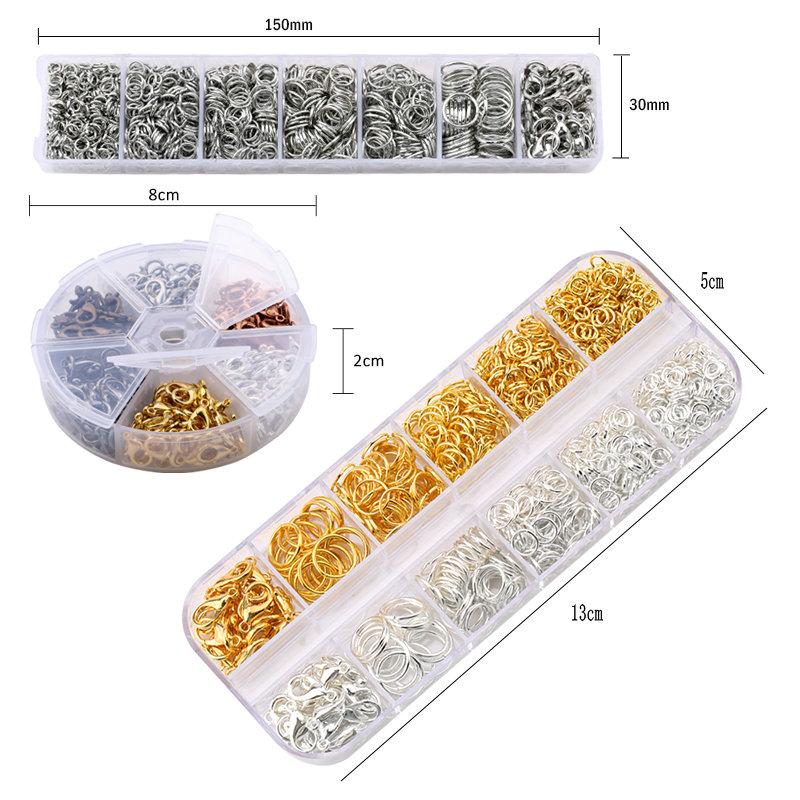 Jewelry Findings Set open jump rings Loose spacer beads Earring hooks Rubber Earring Backs for Jewelry Making DIY handicraft