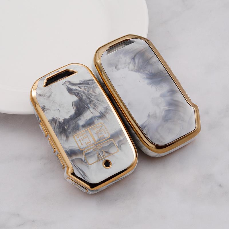 Kia K3 Car Key Case: Compatible with K2, KX3, KX5, Sportage, Soul, and Forte - Gem Pattern Shell with Buckle