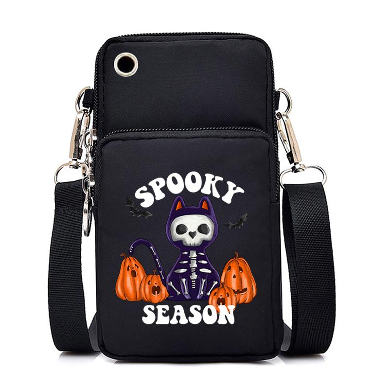 Ženy Mini taška na mobil Kreslená dýně Cat Crossbody Kabelky Halloween Muži Tote Peněženka Peněženka Taška přes rameno Kabelky pro teenagery