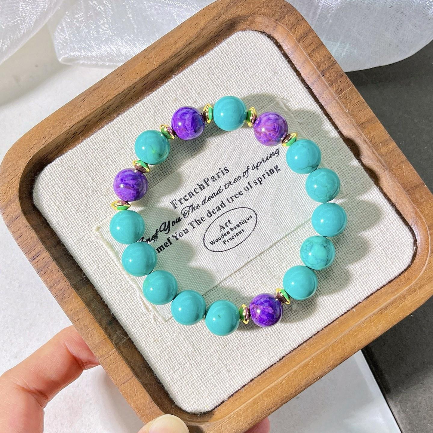 10Mm Autumn And Winter Turquoise Color Shujulai Color Quartzite Commuter Bracelet Bracelet.