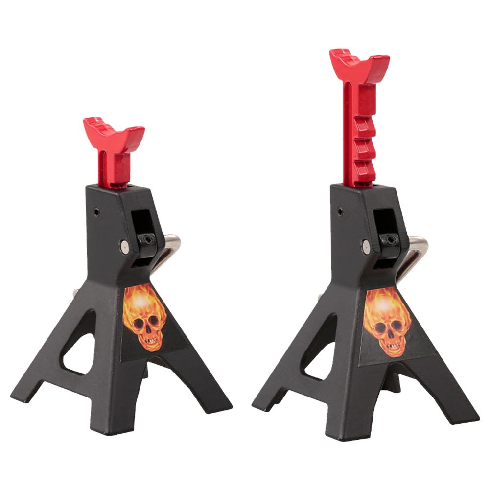 2 Pack Simulation Metal 6T Jack Repair Tool Height Adjustable Mini 6T Jack Stands Frame Placed Holder for  1/10 RC Crawler Car