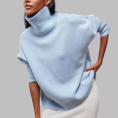 Women Oversize Sweater Turtleneck Green Vintage Pullover Jumper Women Knitwear Basic Female Tops Sweater Women