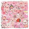 55 Adorable Pink Pig Heart Cartoon Graffiti Stickers for Phone, Journal, Wall Decor