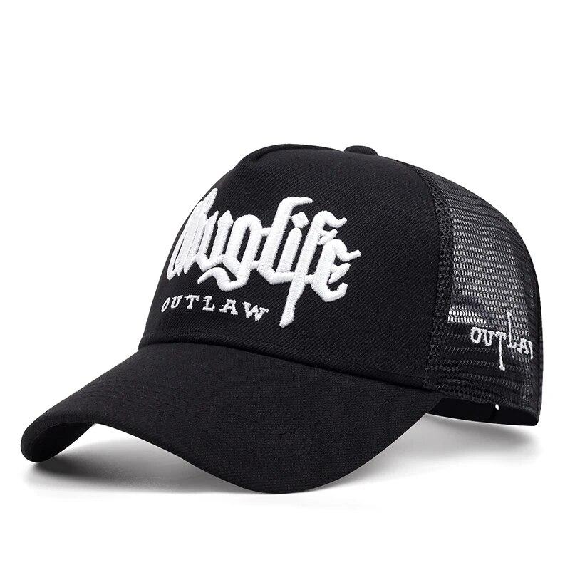 New Gothic Thug Life Letter Embroidered Men's Unisex Style Curved Eaves Adjustable Buckle Baseball Hat Adjustable