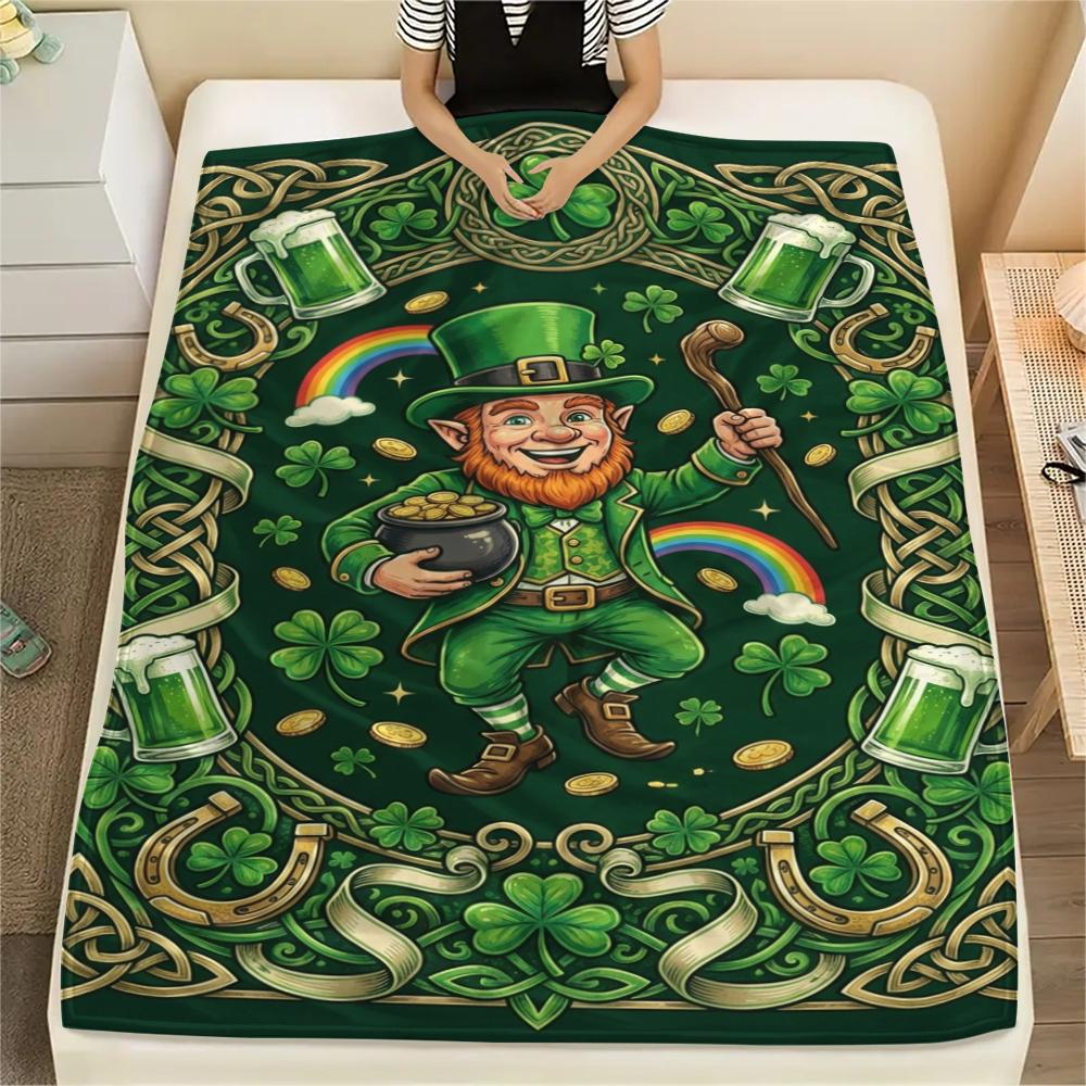 1 Stück St. Patrick's Day Motiv Flanelldecke, Hohe Qualität, Bequem für alle Jahreszeiten, Heimdekoration, Wärme und Komfort, Perfekt für Weihnachtsgeschenke W71
