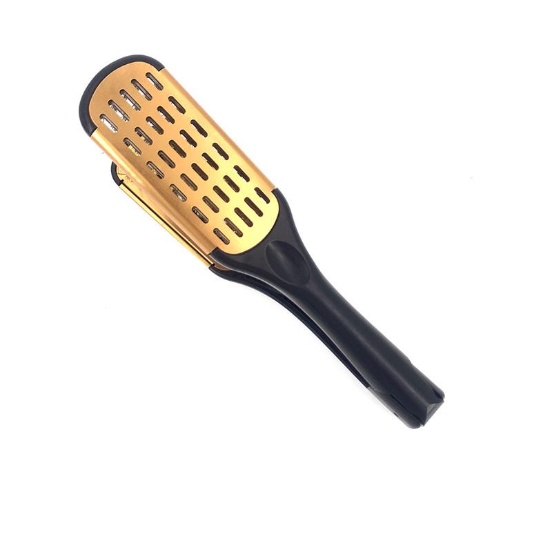 Pro Friseur Glätteisen Nylon Haarglättung Doppelbürsten V Form Kamm Klemme Nicht Weh Styling Werkzeuge DIY Hause