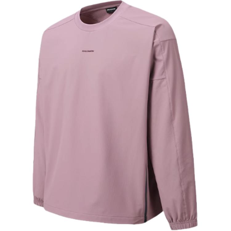 Salomon Sportstyle Series Round Neck Fashionable Versatile Letter Sweatshirt Men sweatshirt Pink C25793