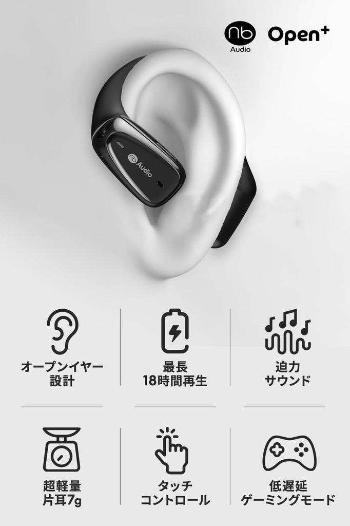 2025 Award True Wireless Earbuds Lightweight Low Latency IPX4 Up To 18 Hours Playback Pouch VGP Winner (nb) Open+ Open-Ear - 7g, Mode, Microphone,