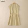 ZANZEA Women Casual Turn Down Collar Summer Short Sleeve Shirt Dress