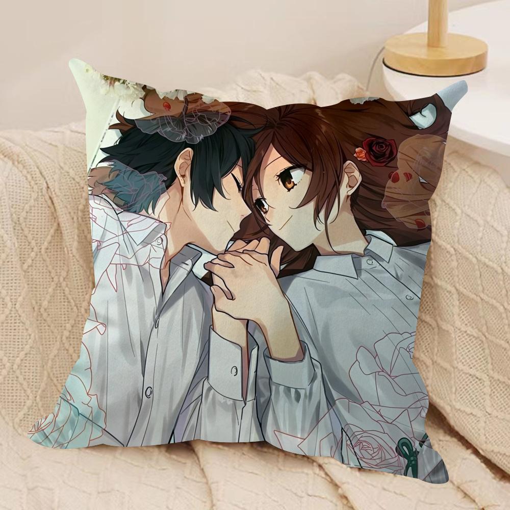 HHorimiyaS Anime Kawaii Cushion Cover Silky Short Plush Invisible Zipper Dustproof Sofa Pillow Case For Home Decor