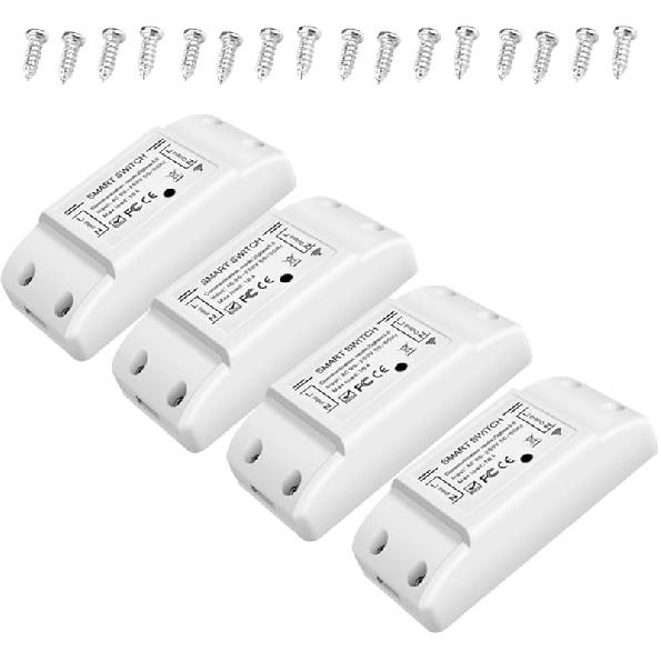 3Pcs WiFi and BT Smart Switch Relay 10A 2200W Dual-Mode On/Off Device Voice Tuya APP Remote Control Timing Switch Smart Home Voice Control for
