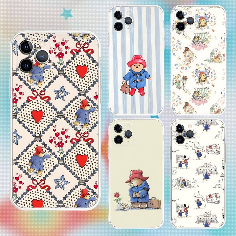 P-PaddingtonS Bear Phone Case For iPhone 17,16,15,14,13,12,11 Pro,Max,Plus,Air,X,XS,XR,SE,Mini Transparent Soft