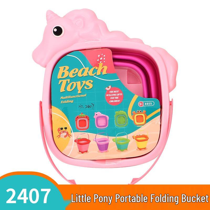 

Children s Portable Beach Play Set: Folding Bucket, Shovel, Rake, Sand Toys for Outdoor & Water Play