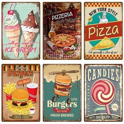 Pizza Retro Zinn Zeichen Poster Vintage Wand Poster Metall Zeichen Dekorative Wand Platte Küche Plaque Metall Vintage Decor Zubehör