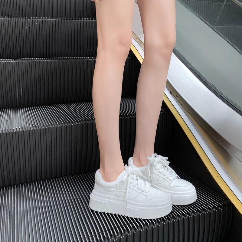 Leather little white shoes women's thick-soled outdoor casual breathable small inner height-increasing sports shoes women's summer