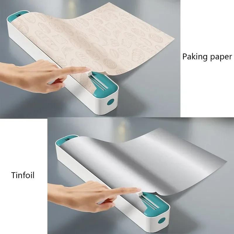 Plastic Wrap Cutter Multifunction Plastic Wrap Tin Foil Paper Storage Box Wall Mounted Refrigerator Storage Rack Kitchen Supply
