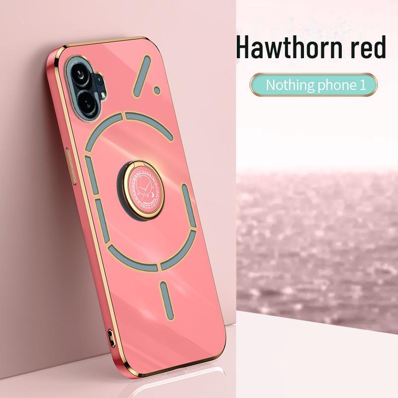Elektropokovený silikonový kryt proti pádu pro Nothing Phone1 s rovnými hranami a kruhovým stojánkem
