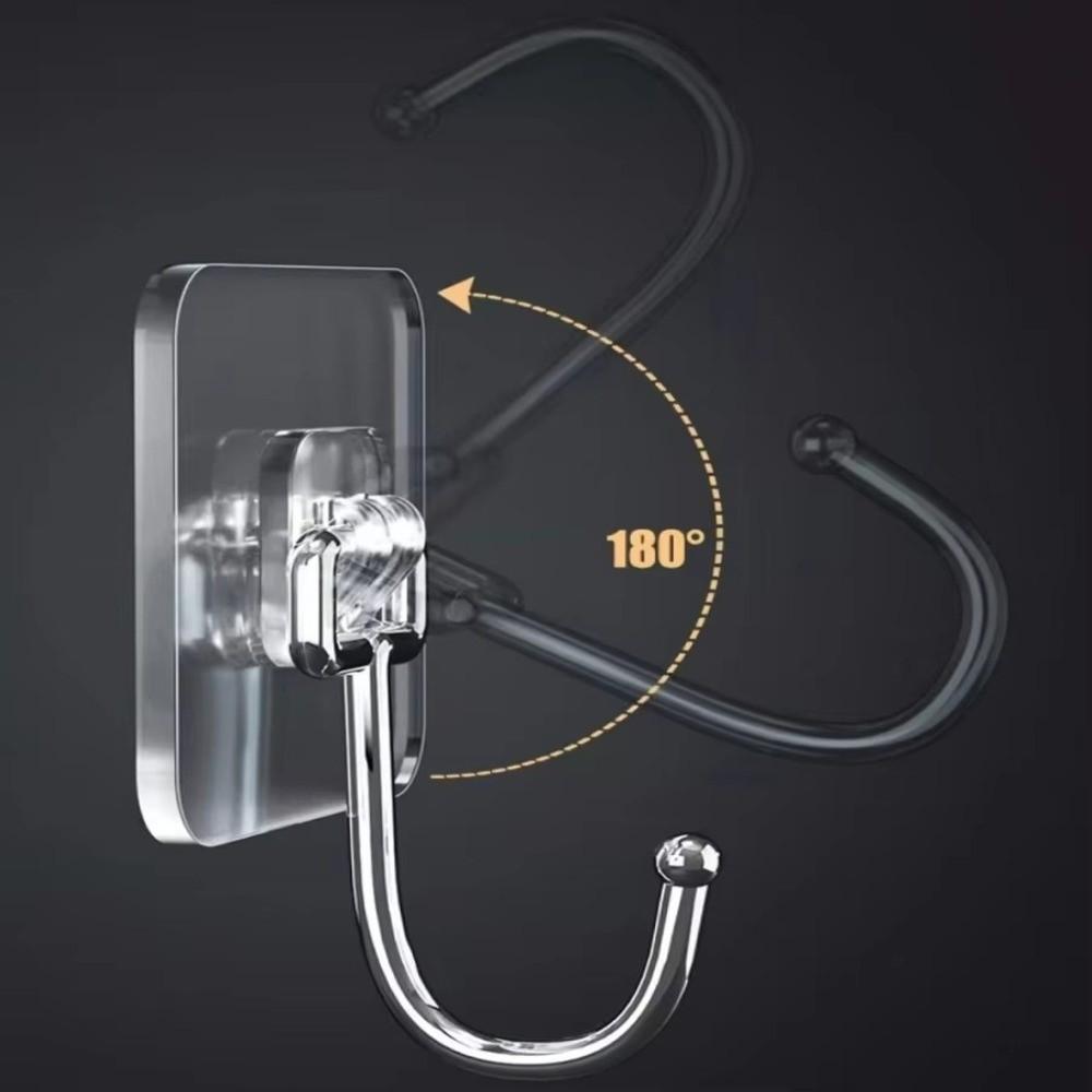 No Need To Punch Holes Self Adhesive Hooks Seamless Transparent Heavy Duty Hooks Wall Mounted No-trace Adhesive Hanging Buckle