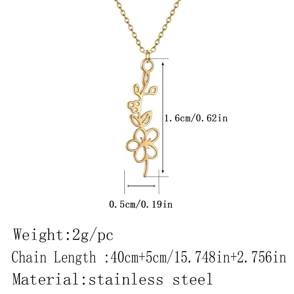 Kinitial 12 Month Birth Flower Necklaces For Women Stainless Steel Fashion Floral Pendant Necklace Choker Chain Jewelry Gift
