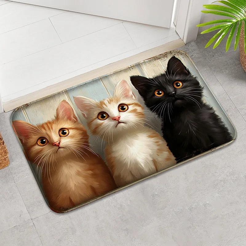 Cute Cat-patterned Doormat Non-slip Entrance Mat Placed At The Entrance A Welcome Doormat Decorated with Kitten Patterns