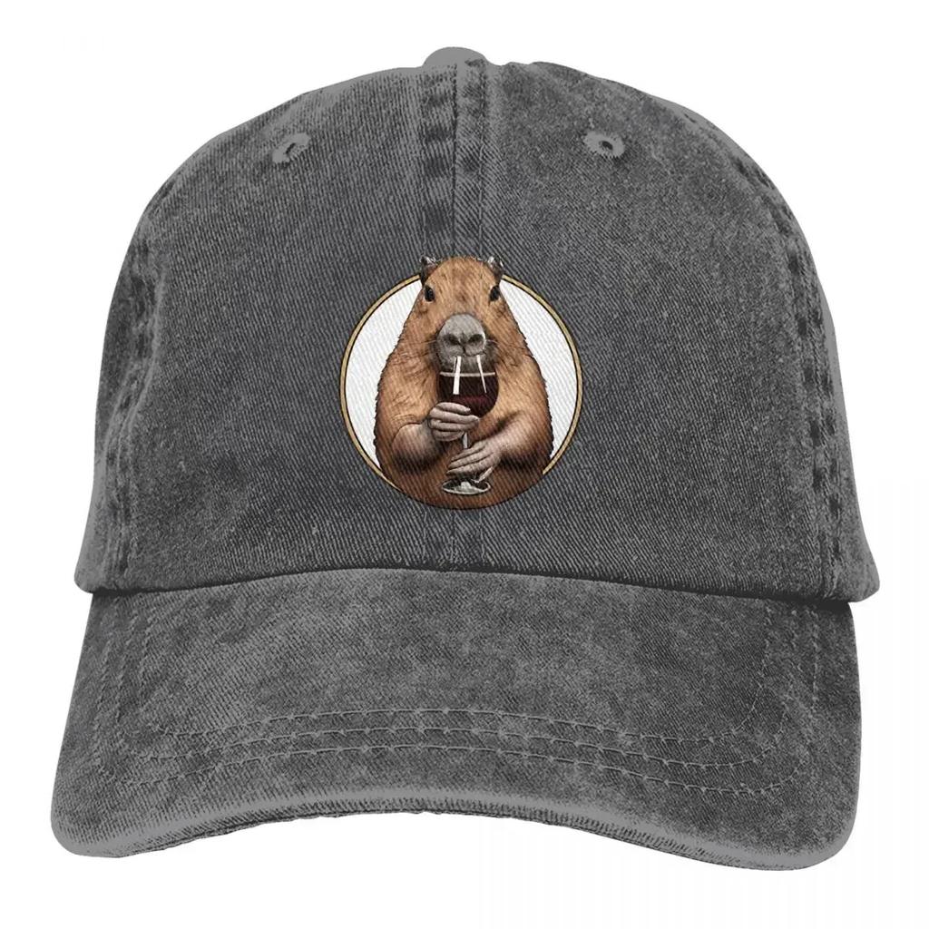 Pure Color Dad Hats Capybara Holding A Glass WoUnisexs Hat Sun Visor Baseball Caps Capybara Peaked Cap