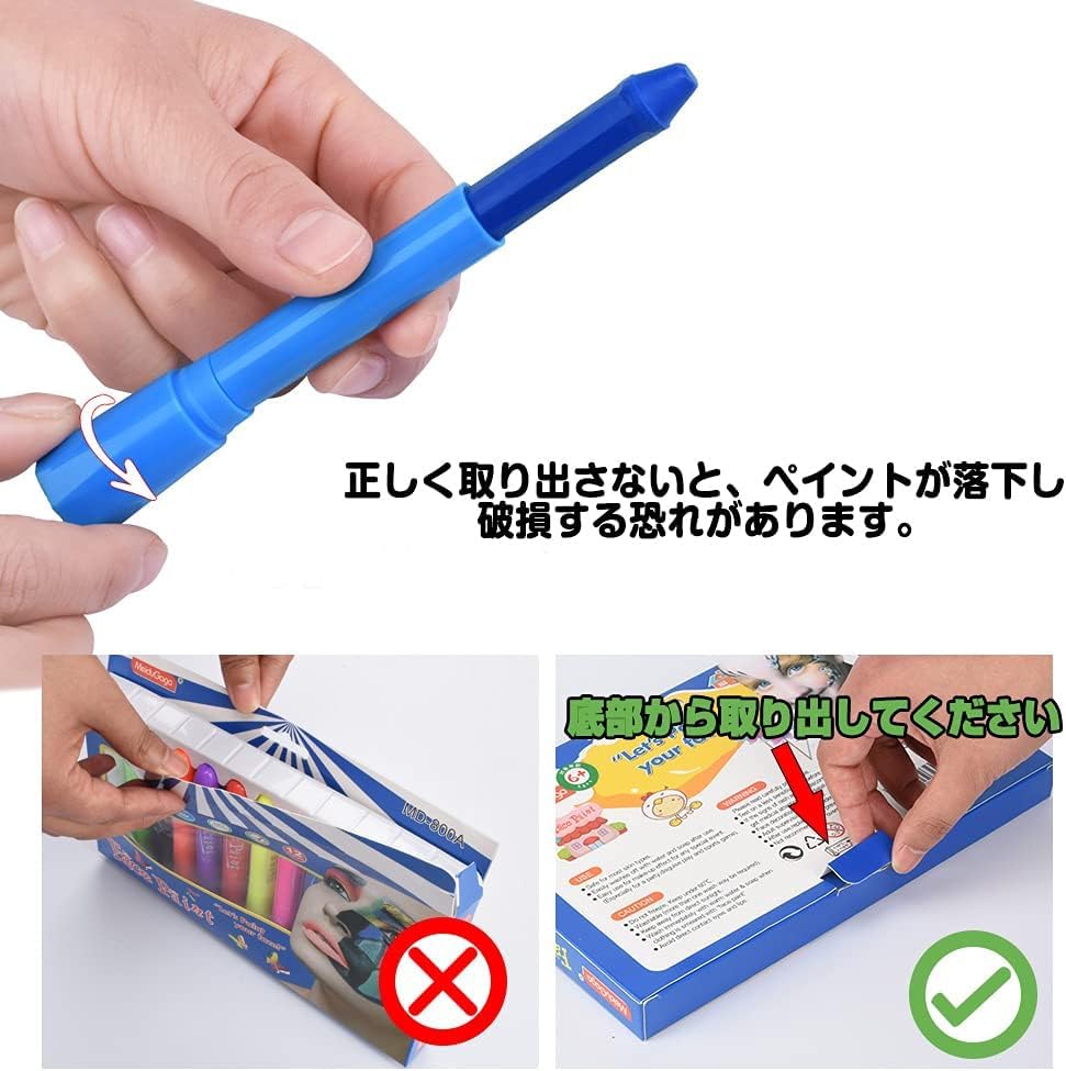 Sucodver Gesichts- und Körpermalstifte, 12 Farben, Wasserbasiert, Wachsmalstift-basiert, Schwangerschaftsmalerei, Leicht abwaschbar, Perfekt für Halloween, Weihnachten,