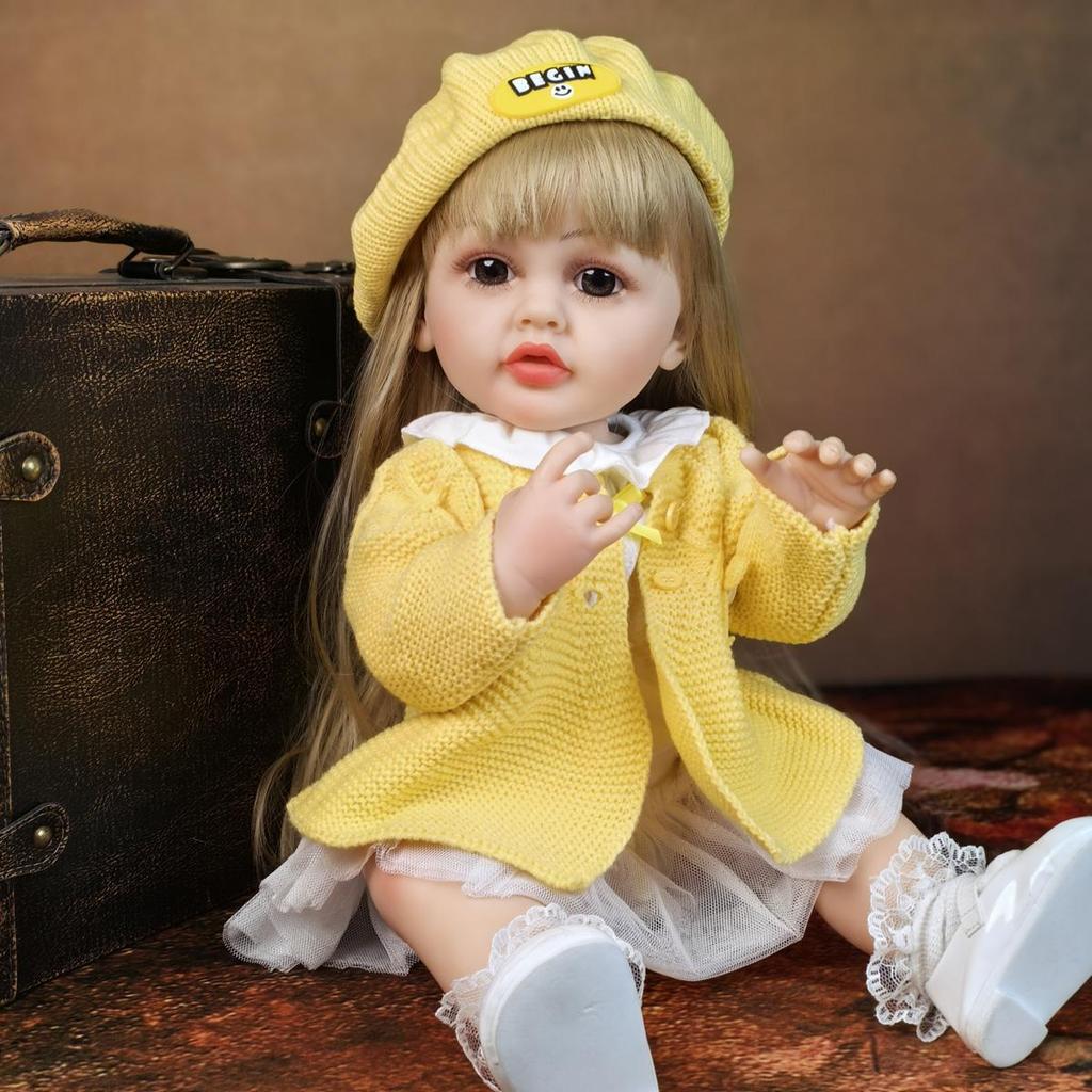 KEIUMI Lalka Reborn Girl 55 cm Realistyczne Pełne Silikonowe Winylowe Lalki Dla Dzieci Towarzyszki Urodzinowe Prezenty Świąteczne Z Akcesoriami Do Karmienia
