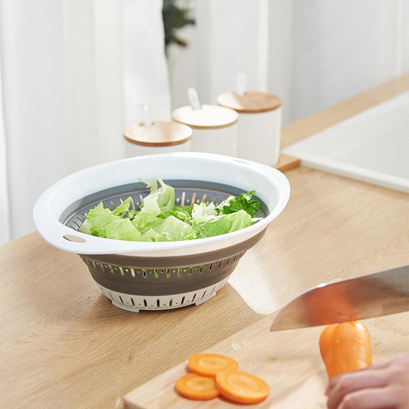 Zusammenklappbarer Silikon Küchenaufbewahrungskorb Mehrzweck Obst Gemüse Abtropfsieb Faltbarer Küchenorganizer Zubehör