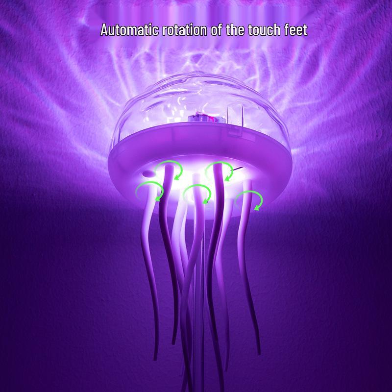Quallenlampe mit Farbverlauf – Soundaktiviert, schwebende Tentakel, stimmungsvolles Nachtlicht für den Schreibtisch