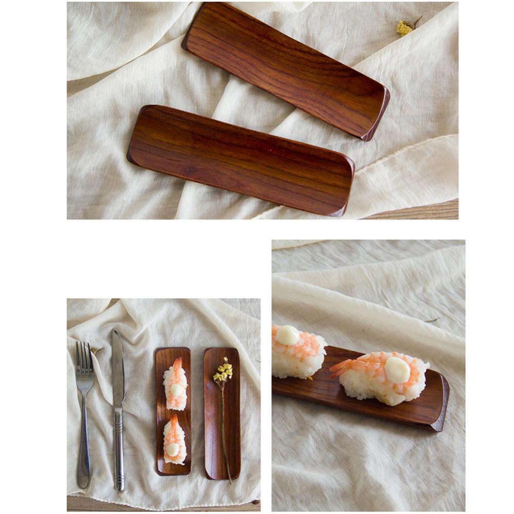 Wood for Home Tray Wooden Oblong Dumplings Sushi Serving Salad Bread Plate Kitchen