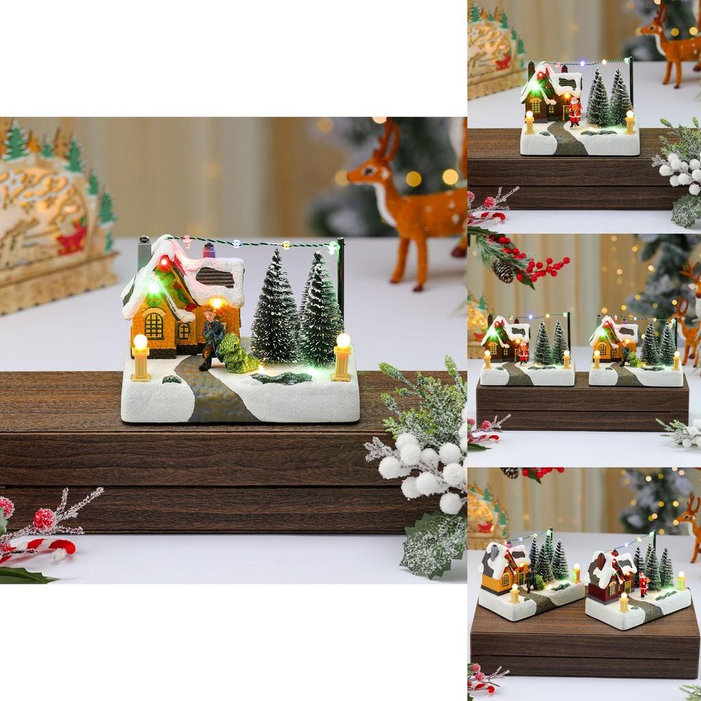 Christmas Resin Music Box Snow Scene With Light For Holiday Decor And Gift