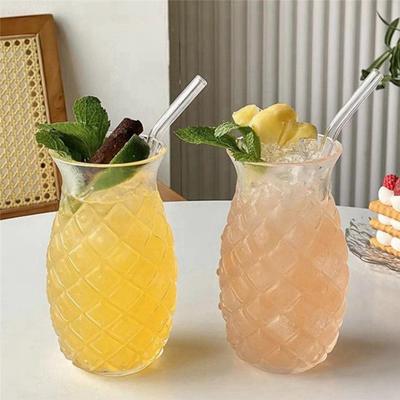 AB15-3Pcs Pineapple Cocktail Glasses Embossed Juice Glasses For Cocktails And Drinks