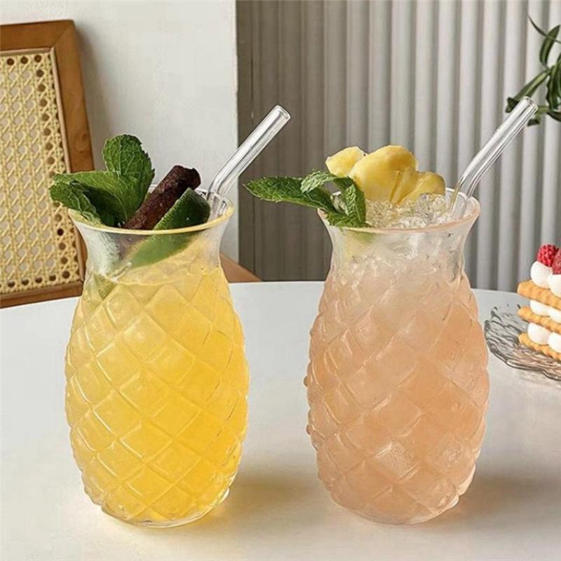 AB15-3Pcs Pineapple Cocktail Glasses Embossed Juice Glasses For Cocktails And Drinks