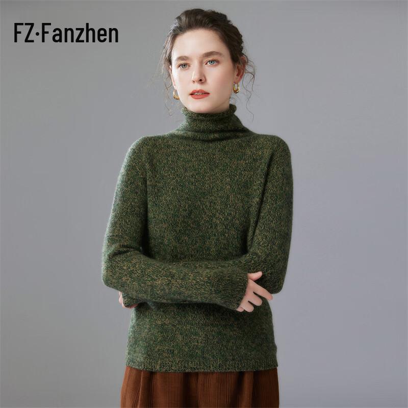Fanzhen Damen Pullover mit Rollkragen aus dicker Kaschmir-Mischung