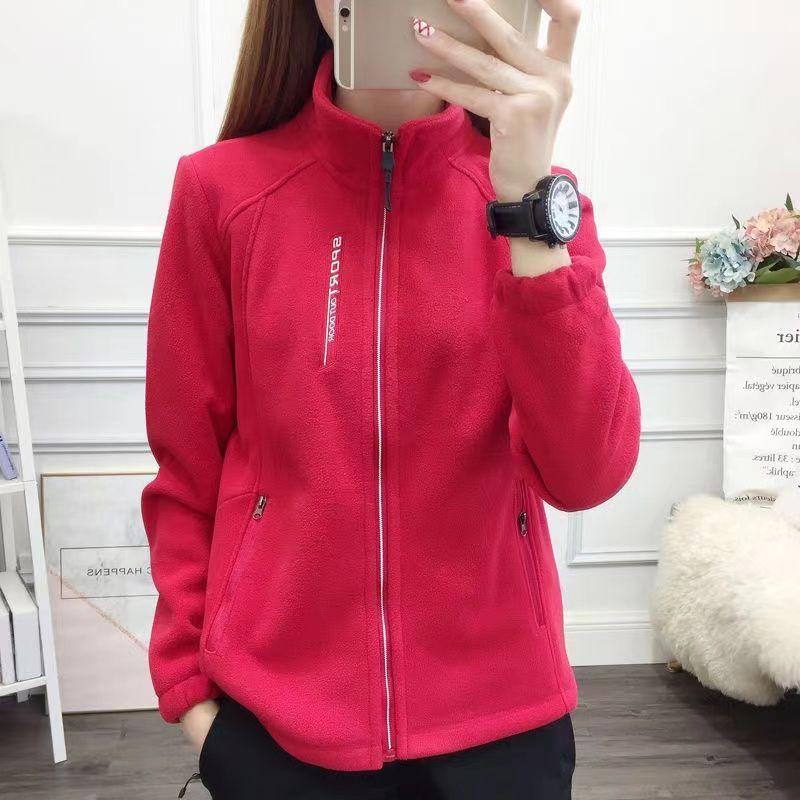 Spring and Autumn Jacket Women's Stand-up Collar Cardigan Outdoor Sports Warm Sweater Top