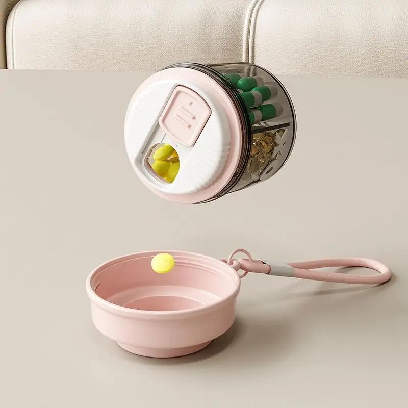 Pilleboks Pilleetui 4 Rom Tablett Pille Organiseringsetui Dispenser Reise Tablett Holder Beholder Medisin Oppbevaringsboks