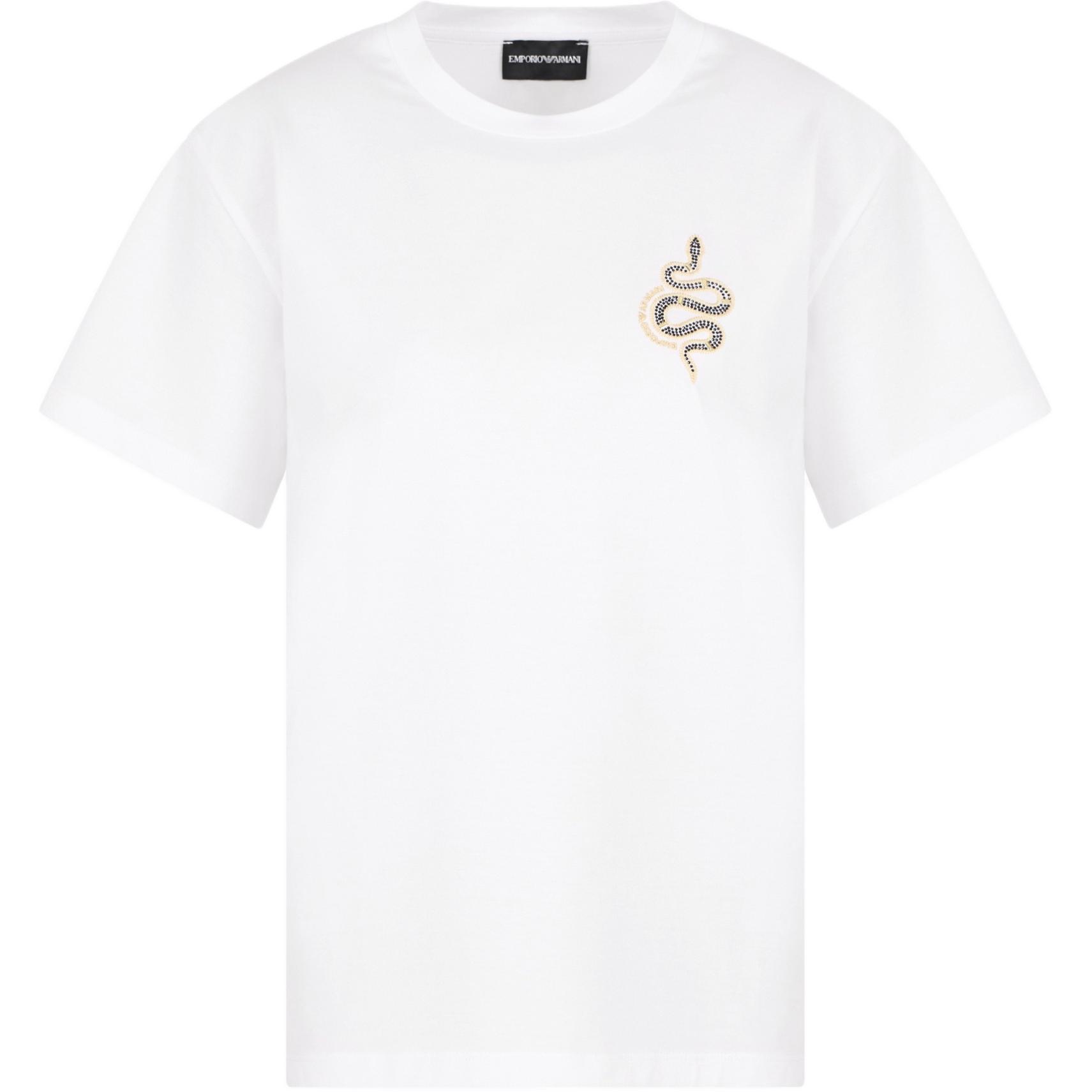 

Emporio Armani Year Of The Snake Limited Edition Solid Color Round Neck Animal Pattern Short Sleeve T-Shirt SS25 Women Tops EW001169-AF10003-U0001 XL