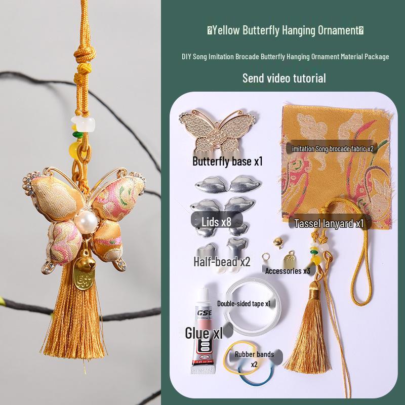 DIY Butterfly Brocade Pendant Kit - Handmade Car Accessory & Dragon Boat Festival Souvenir