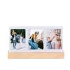 Clear Acrylic LED Light Photo Frame Wooden Base Tabletop Photo Display Rack Photo Holder  Table Top