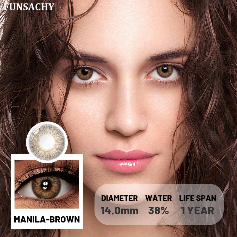 FUNSACHY 1 Pair Natural Colored Contact Lenses for Eyes Brown Pupils Lens Contact Lenses Cosmetic Green Contacts New Color Lens