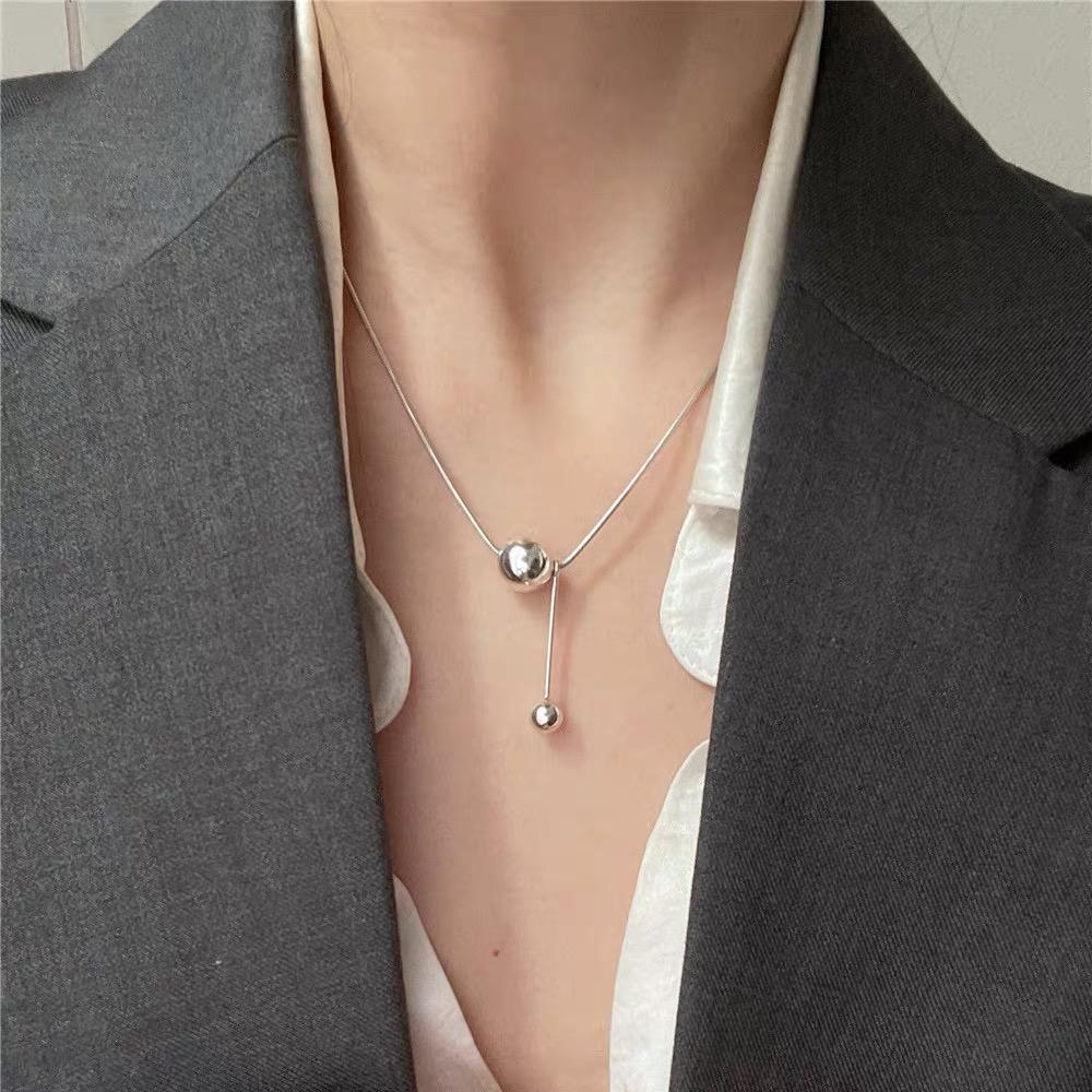 Silver color Sparkling Clavicle Chain Ball Choker Necklace For Women Rond Tassel Fine Jewelry Wedding Party Birthday Gift