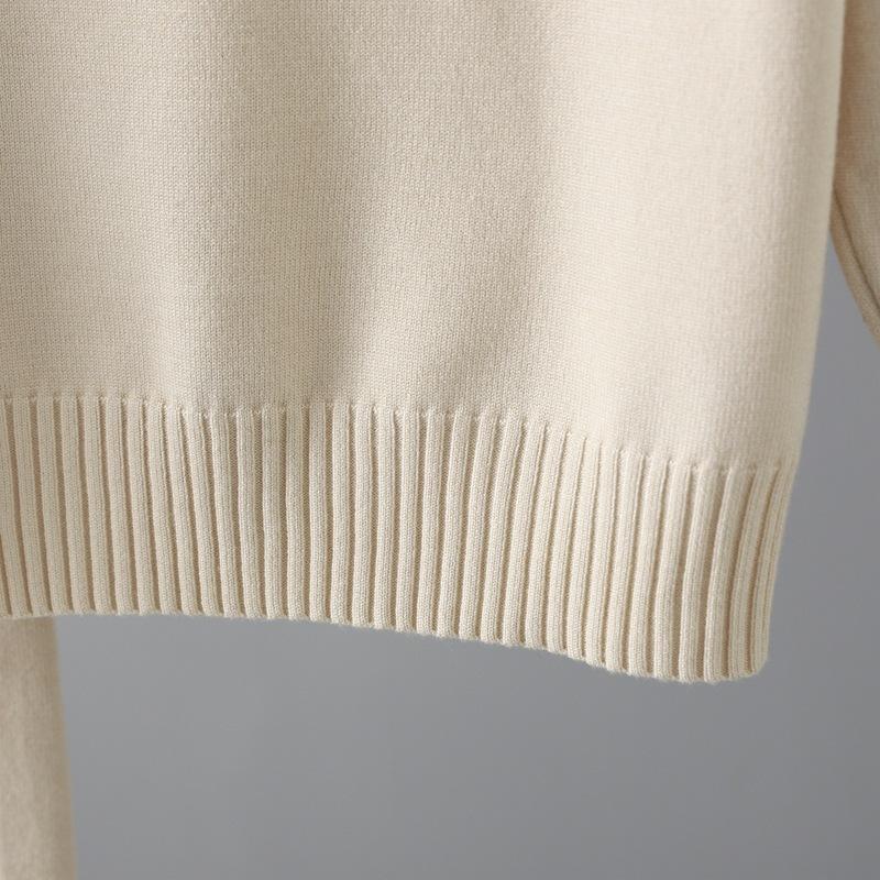 Autumn and Winter New Sweater Harlan Pant Suit Casual Jumper Women's Thick Warm Fashion Solid Color Knitwear