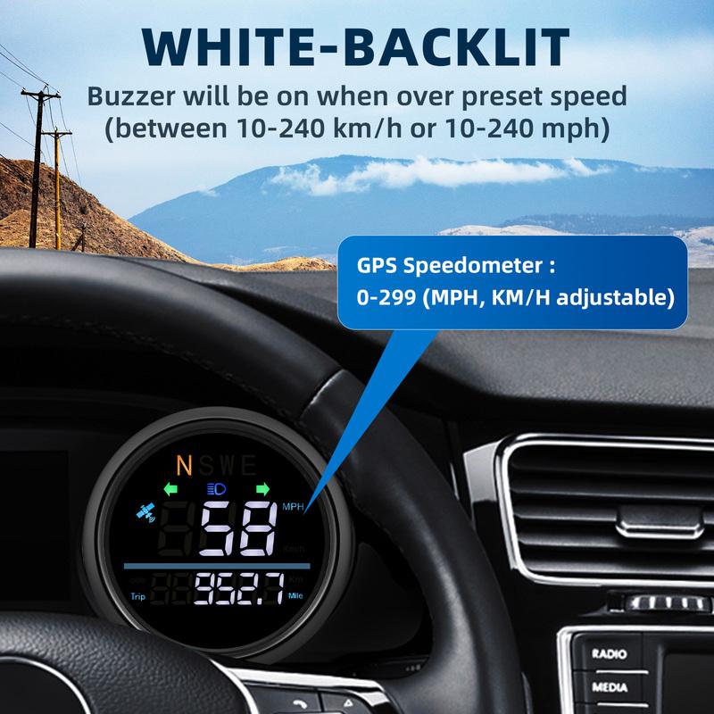 85mm Digital GPS Speedometer For Car Truck Boat Motorcycle Speed Gauge with GPS Antenna Odometer Trip KMH MPH Compass Gauge