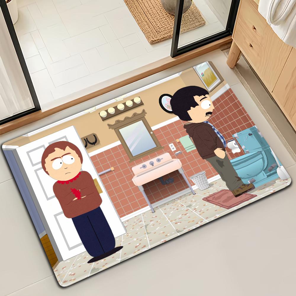 Cartoon S-SOUTH PARK Funny Door Mat Bath Microfiber Decorative Versatile Flannel Floor Mat Quick Dry Absorbent Non-slip Sole