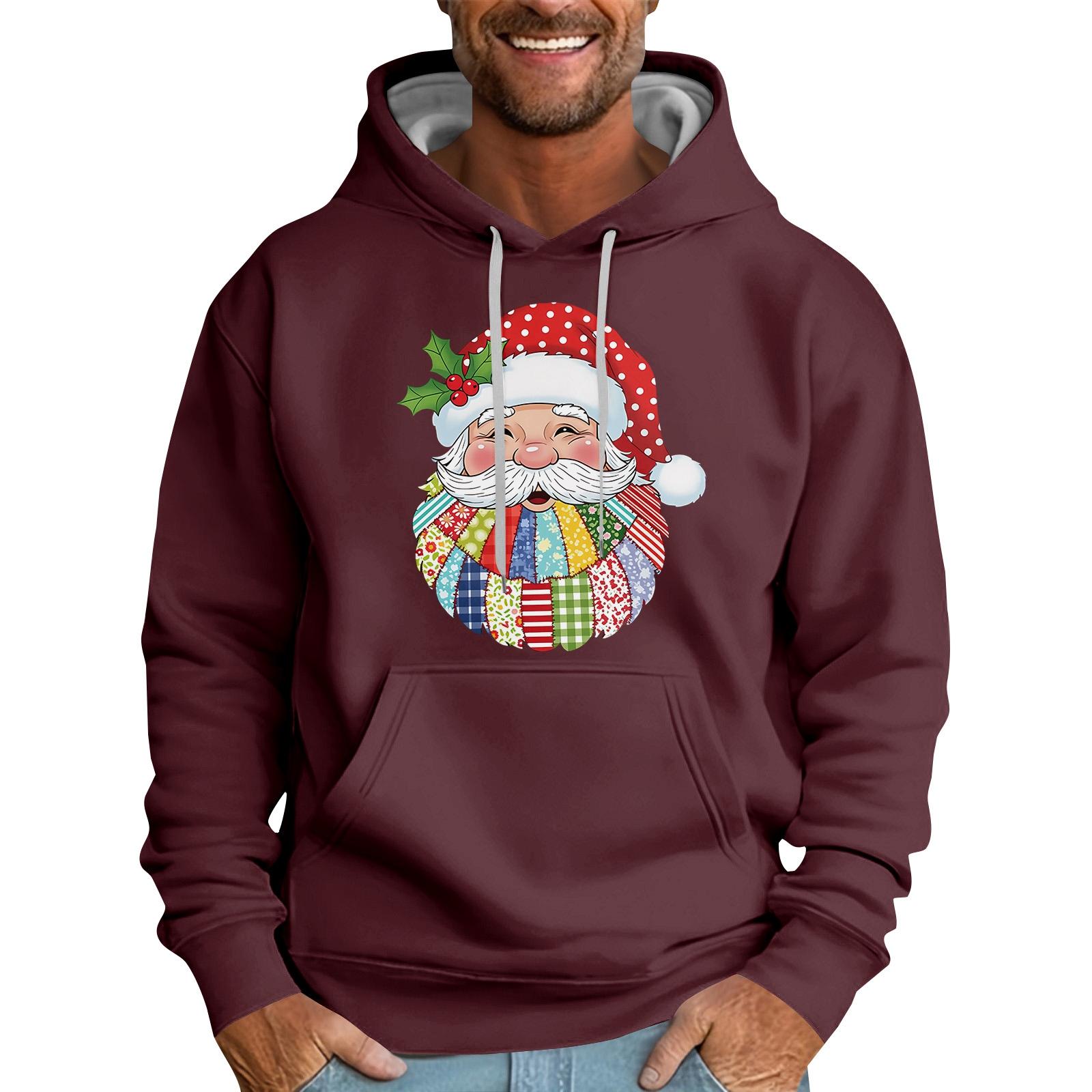 

Свободное мужское худи с рождественским принтом XL винный