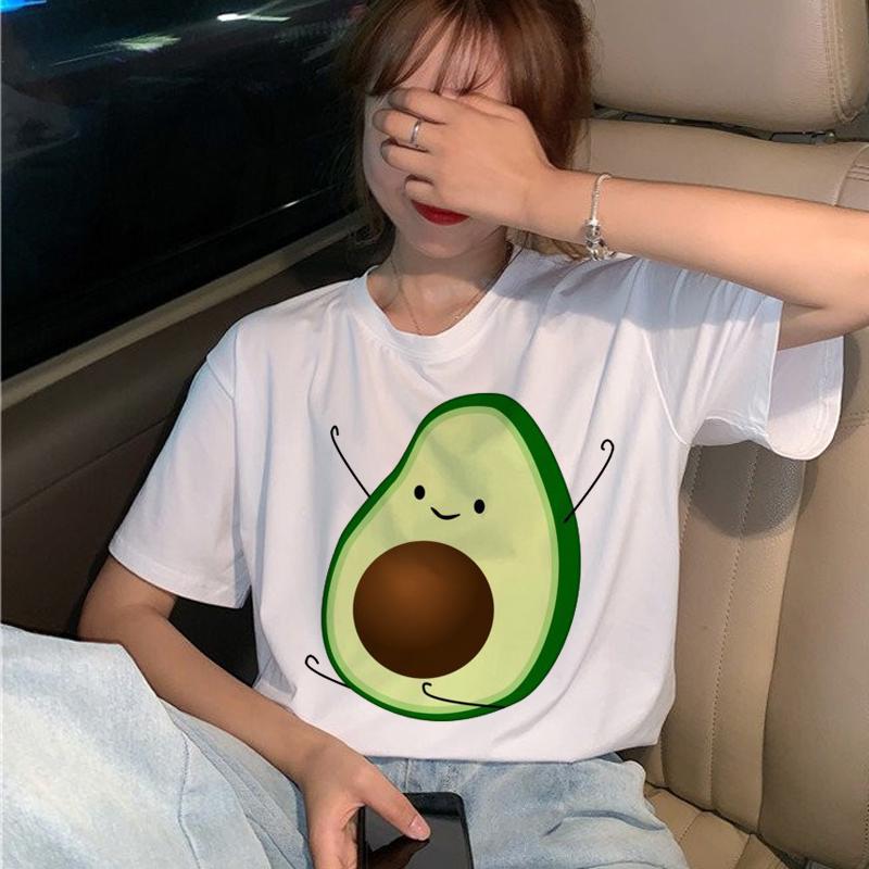 Avocado Vegan T Shirt Women Harajuku Funny Cartoon T-Shirt Ullzang Korean Style Small Fresh Tshirt 90S Fashion Top Tees Female