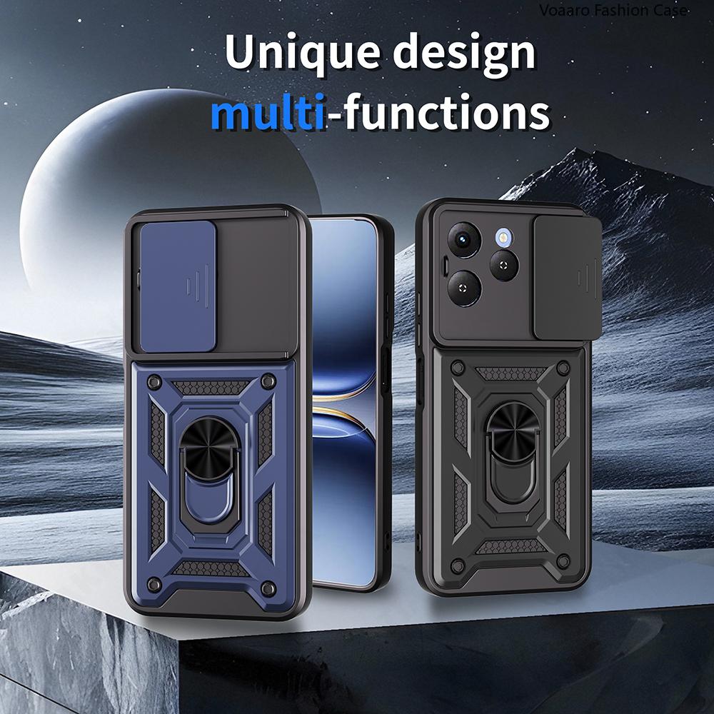 Slide Lens Armor Funda for Tecno Spark 40 4G Case for Tecno Spark 40 4G Case Magnetic Ring Stand Holder Cover Shockproof Capa