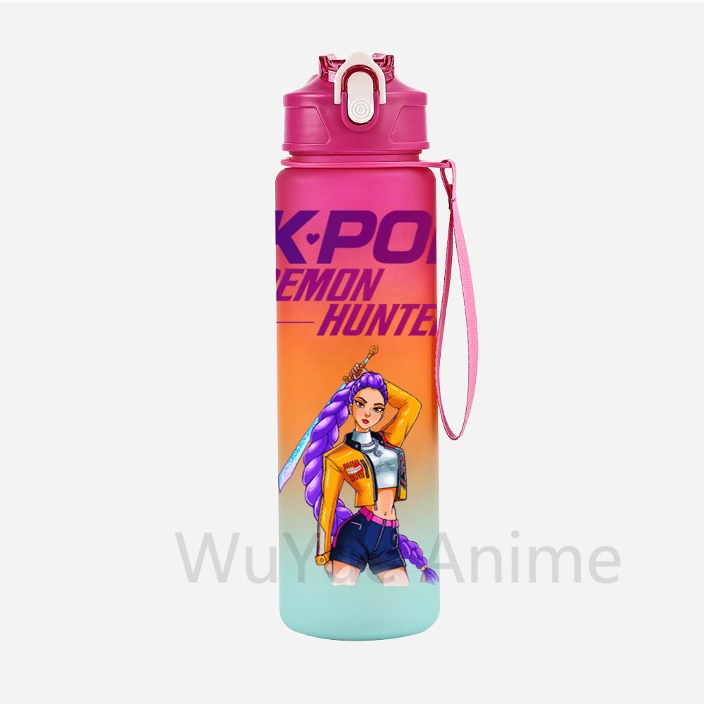 Anime K-Pop Demon Hunters Character Water Cup Large Capacity Outdoor Portable Rope Drinking Bottle Gift for Boys and Girls
